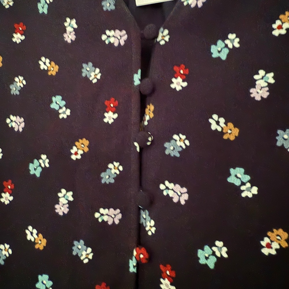 GAP Navy Floral Long Sleeve Button-down Dress - Picture 5 of 7
